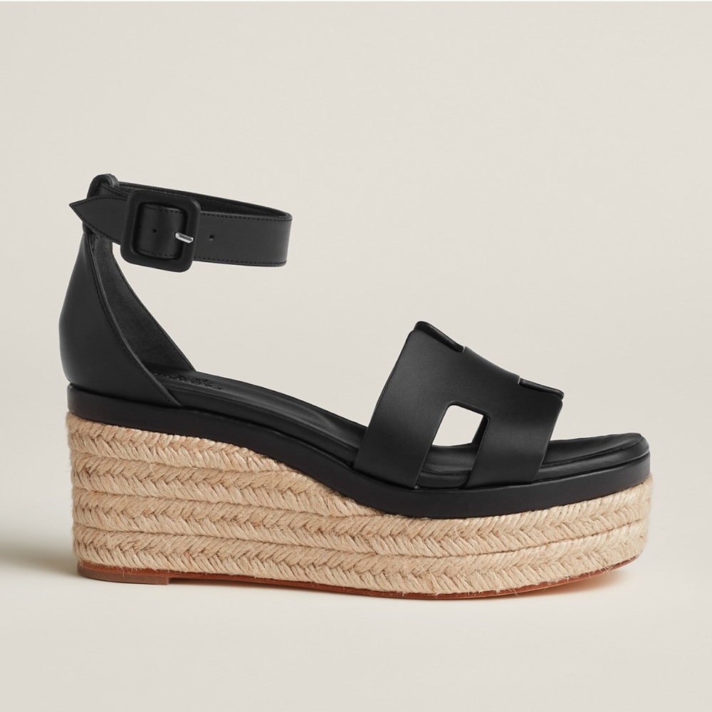 Hermes Black Platform Espadrilles size 6 - Picture 4 of 5